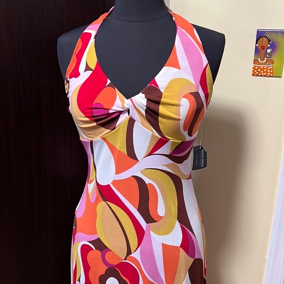 Bisou Bisou Dresses & Skirts - Abstract Print Maxi Halter Dress